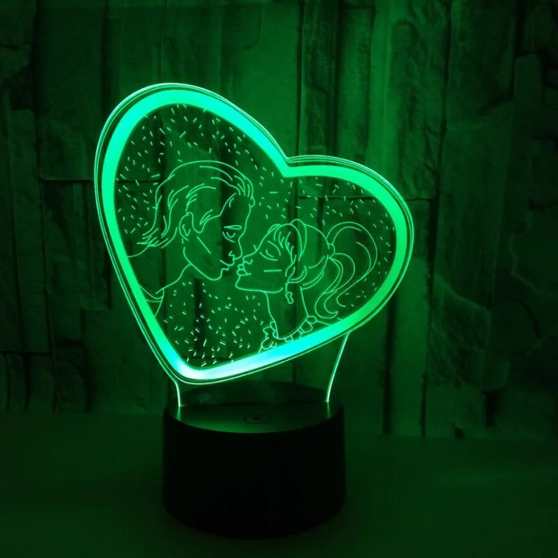 

3D visual love kiss man woman carp Multi-colored Acrylic Light Creative gift Home Furnishing 7 color change