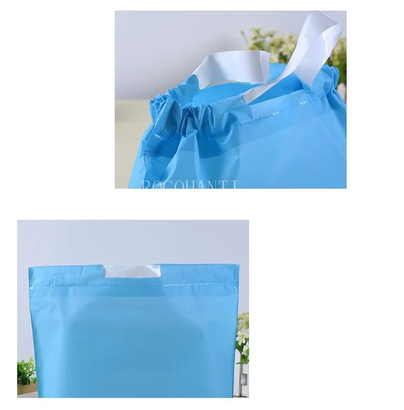 100X заказной напечатанный логотип из ЭВА экологичный матовый пластиковый мешок для покупок с ручкой
