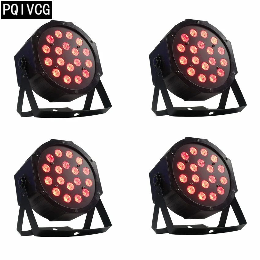 4 шт./лот 18x3 Вт led par огни rgb 3в1 dmx512 плоский профессиональное сценическое dj