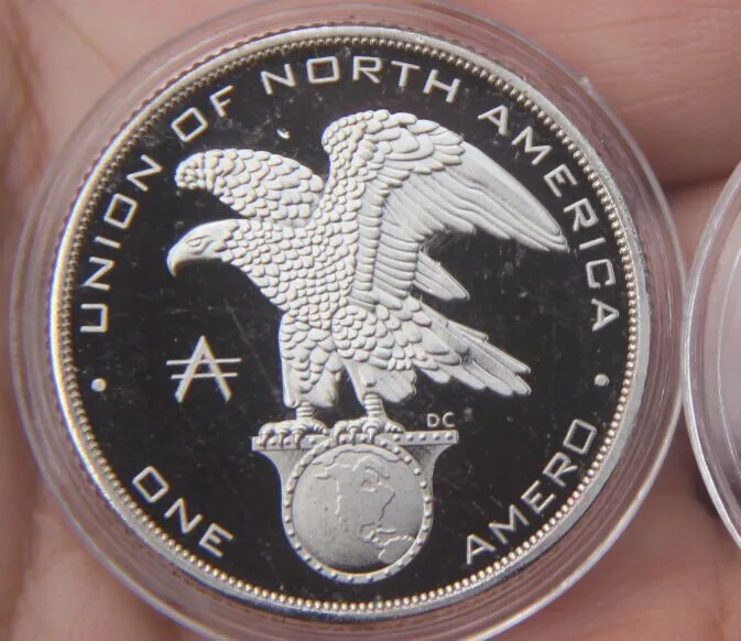 30 мм Посеребренная сувенирная монета Liberty One Amero медаль Союза Северной Америки |