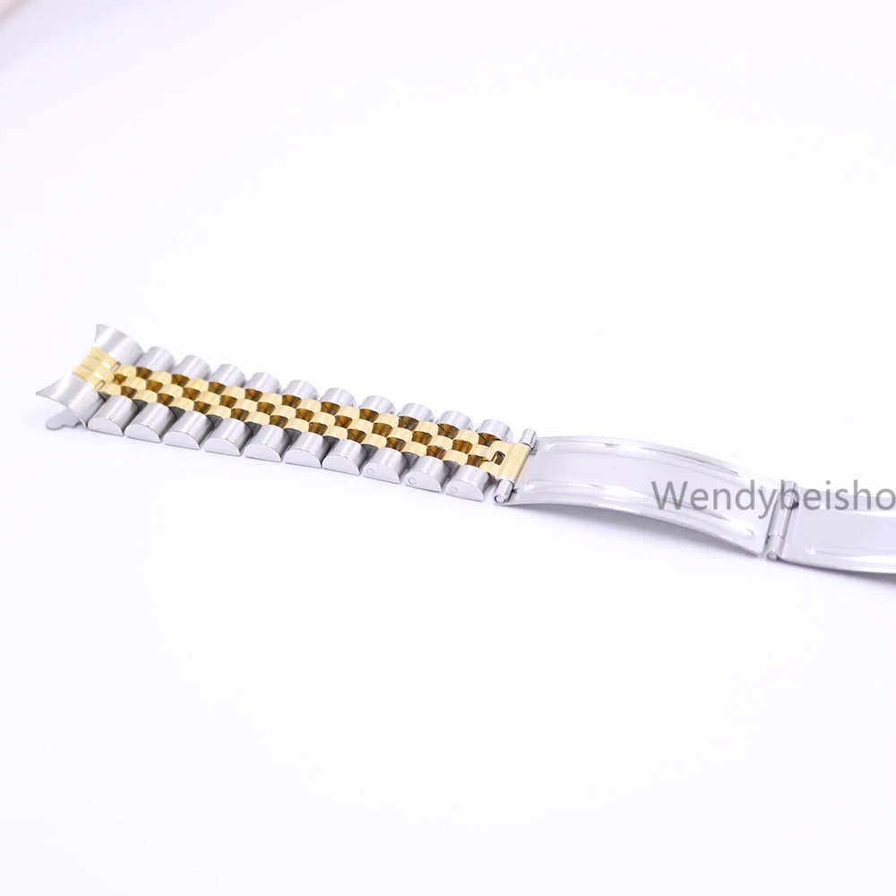 19 20 22mm Two tone Hollow Curved End Solid Screw Links Replacement Watch Band Old Style VINTAGE Jubilee Bracelet For Datejust