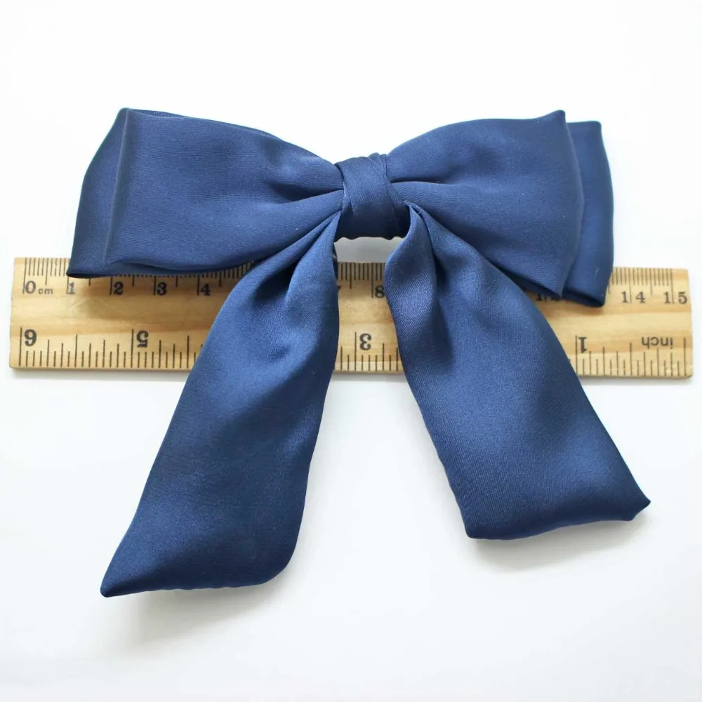 Fashionable dark blue barrettes big adorable bow knot hair clips women girls solid accessories wholesale |