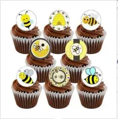 20pcs Пчела съедобные кексы украшения вафли кекс Toppers, Шмель пчёлы предварительно вырезанные, торт/Кекс творческие инструменты украшения вечерние поставки - Цвет: 20pcs