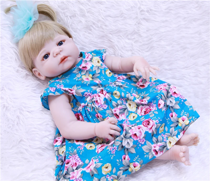 Bebe reborn 22 дюйма 55 см силиконовые куклы для новорожденных девочек светлые волосы