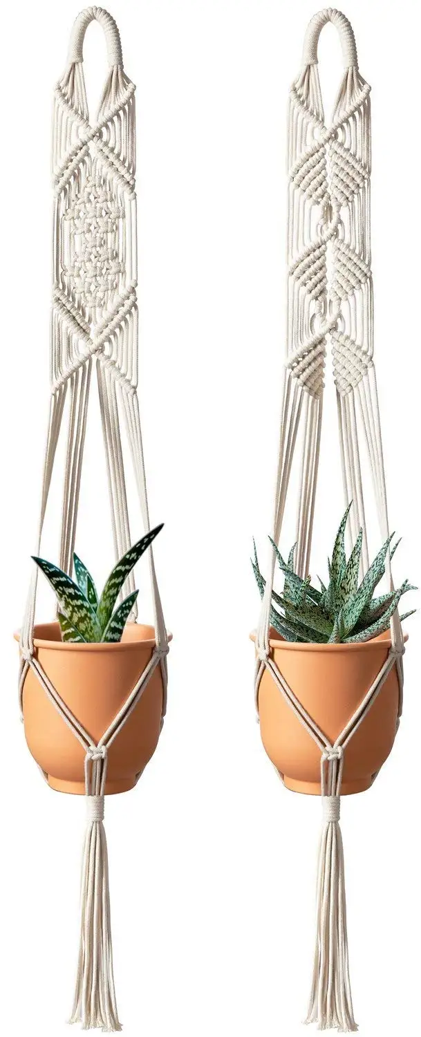 

SET OF 2 MACRAME PLANT HANGER HANGING PLANTER WALL ART, 41 INCHES