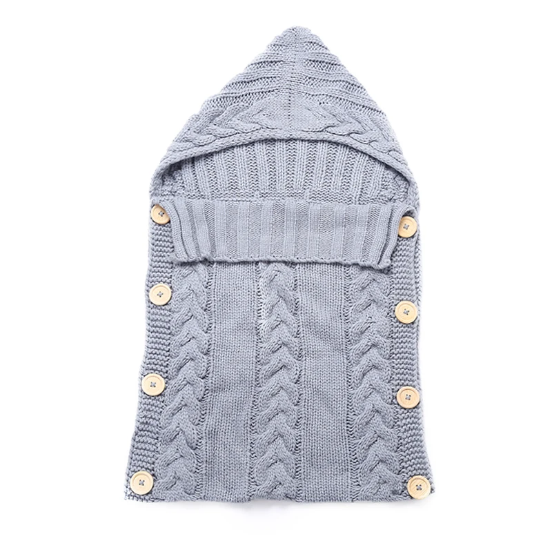 Для новорожденных спальный мешок вязаный крючком зима с капюшоном коляска