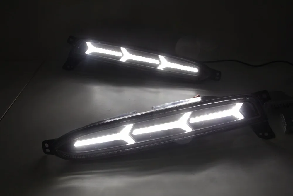 Светодиодные дневные ходосветильник Qirun drl + движущийся желтый сигнал поворота