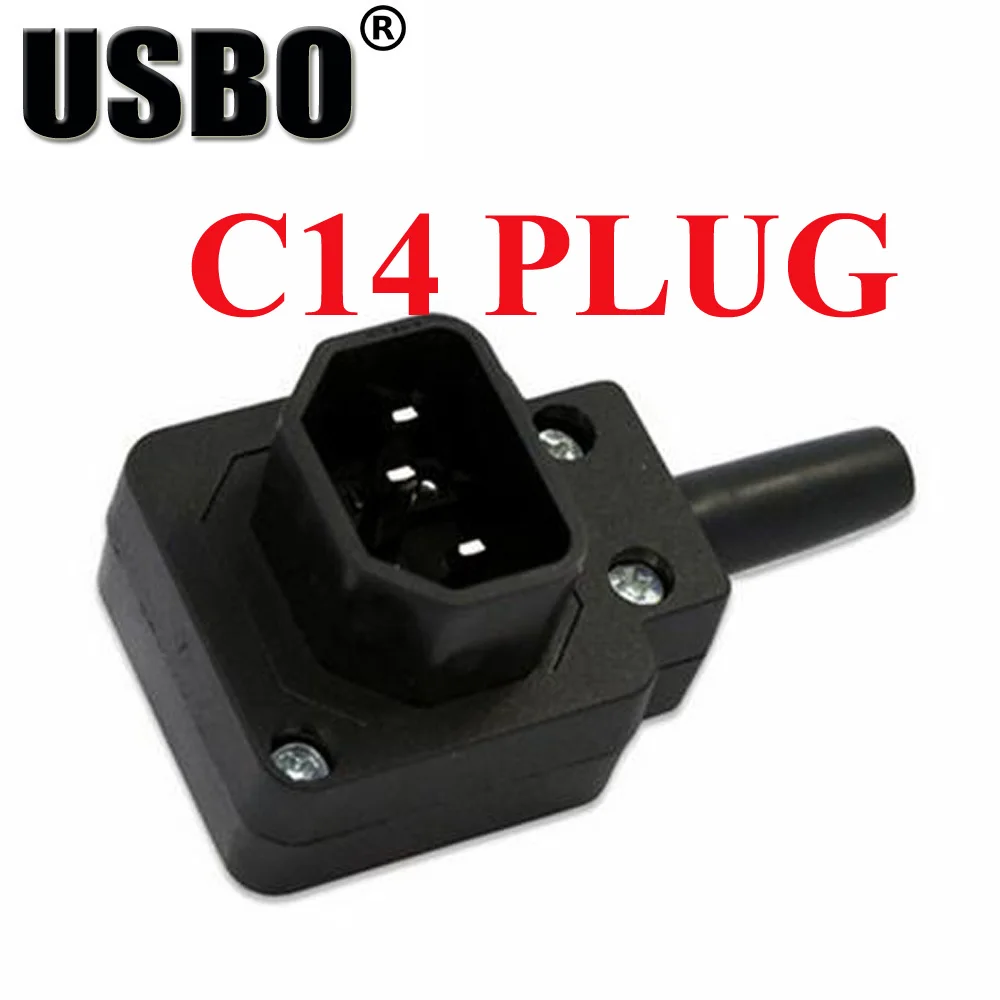 C14 PLUG Локоть черный 10 А 250 В IEC320-C13/C14 шасси AC шнур питания адаптер штекер и женщина без батареи сварочная розетка конвертер - Цвет: C14 PLUG