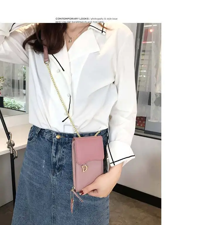 CICICUFF Genuine Leather Women Mobile Phone Bags Fashion Small Purse Female Chain Buckle Mini Shoulder Messenger Bag for IPhone
