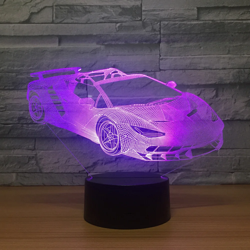 Kingchip ваш гоночный автомобиль 3D 7 цветов лампа визуальные Светодиодные ночные