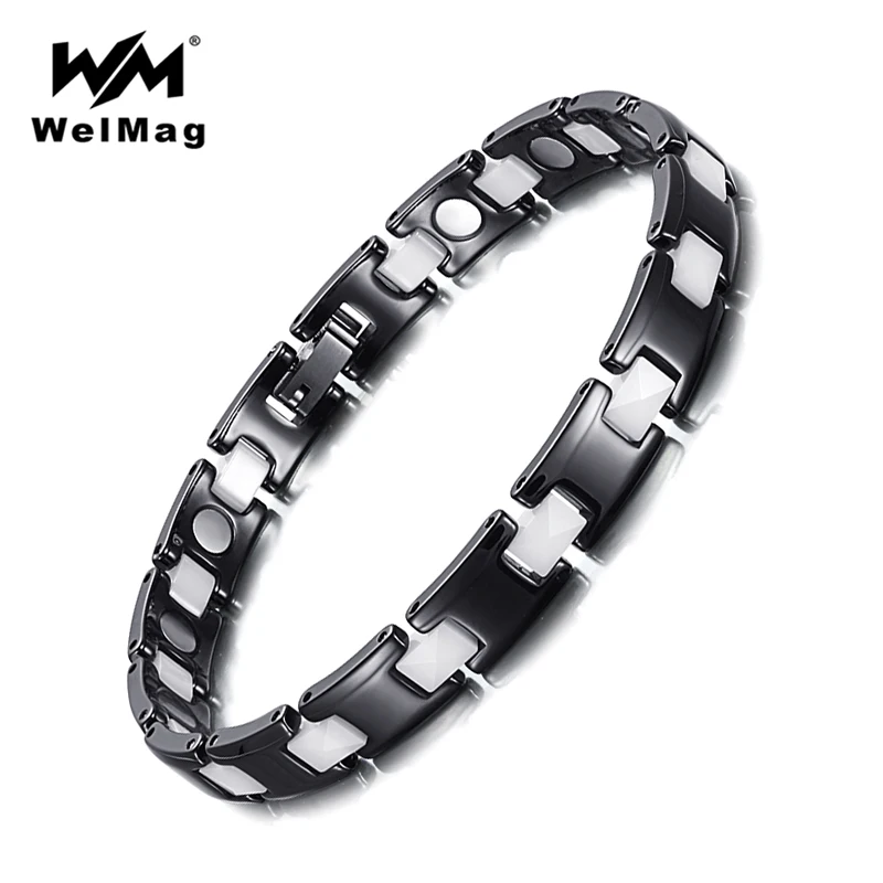WelMag трендовые черно белые керамические браслеты и магнитные для женщин