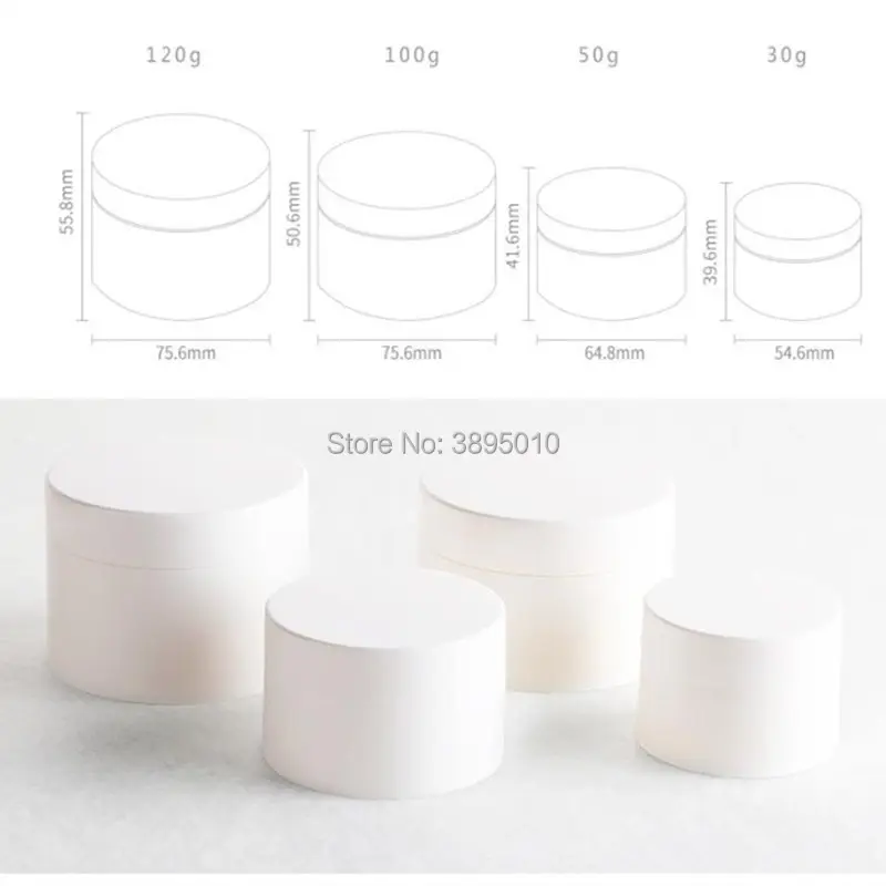 30g 50g 100g 120g Smooth White Bottle Facial Cream Jars Sample Powder Case Travel Trial Boxes Empty Cosmetic Container F387 |
