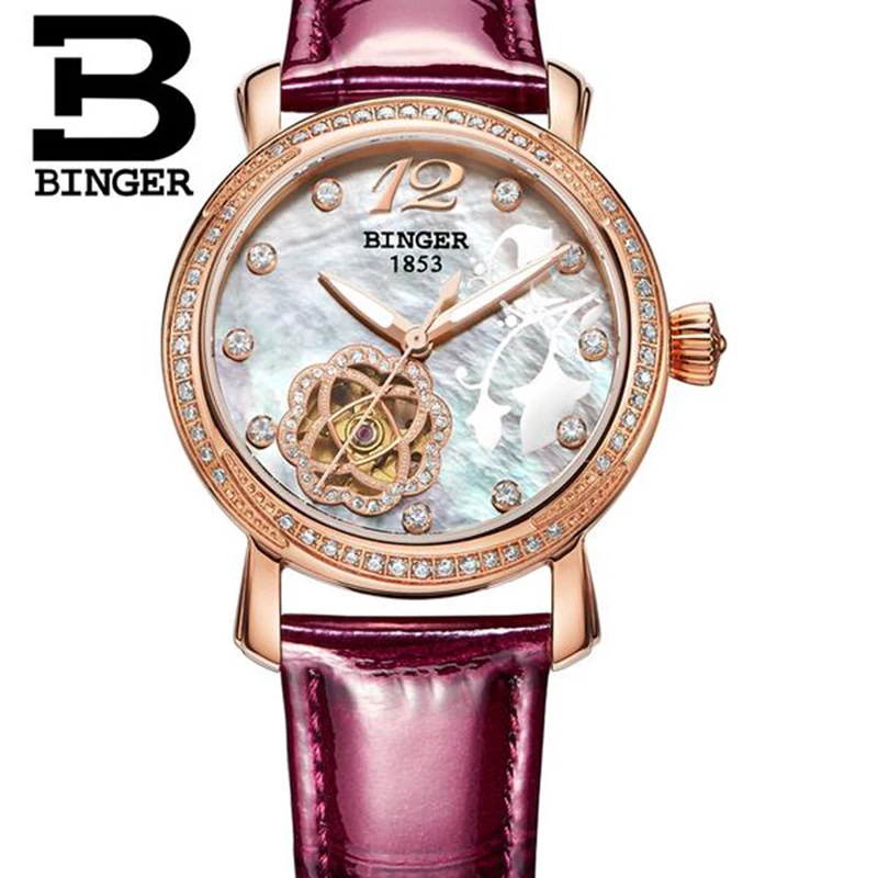 Часы женские механические водонепроницаемые с автоподзаводом и сапфировым