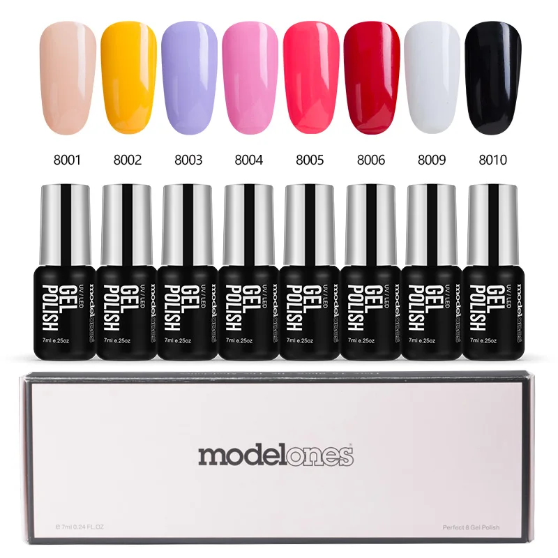 Modelones, 8 шт./лот, салонный Гель-лак для ногтей, набор, розовый цвет, УФ-Гель-лак для ногтей, маникюр, отмачиваемый УФ-гель для ногтей, набор для лаков - Цвет: 1