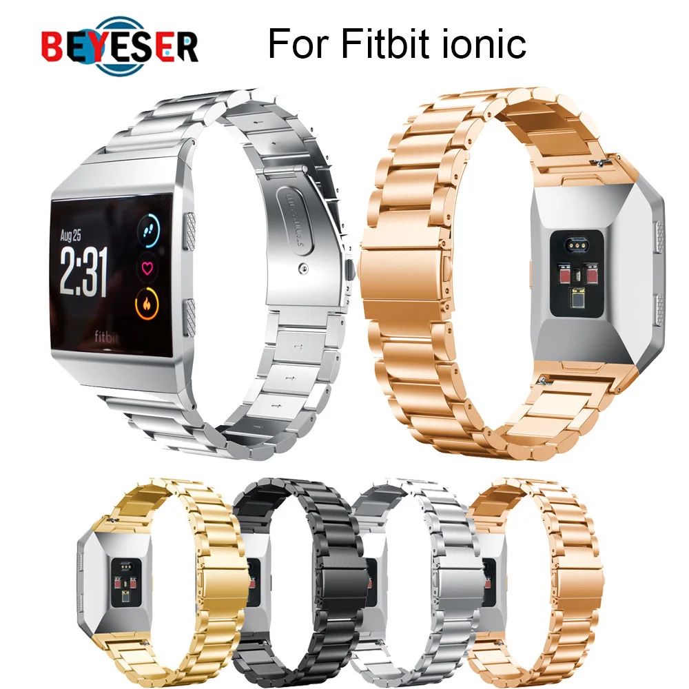 

Wristband For Fitbit Ionic Bands Classic Stainless Steel Metal Replacement Strap With Metal Clasp Buckle Smartwatch Band Belt