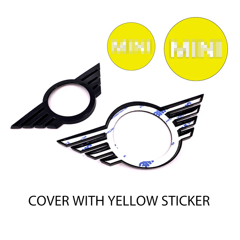 COVER WITH YELLOW Фирменная Новинка ABS Материал черный Цвет крышка с эмблемой для LCI Facelift mini cooper F56 F55 F54 F60 F57(2 шт./компл - Название цвета: COVER WITH YELLOW