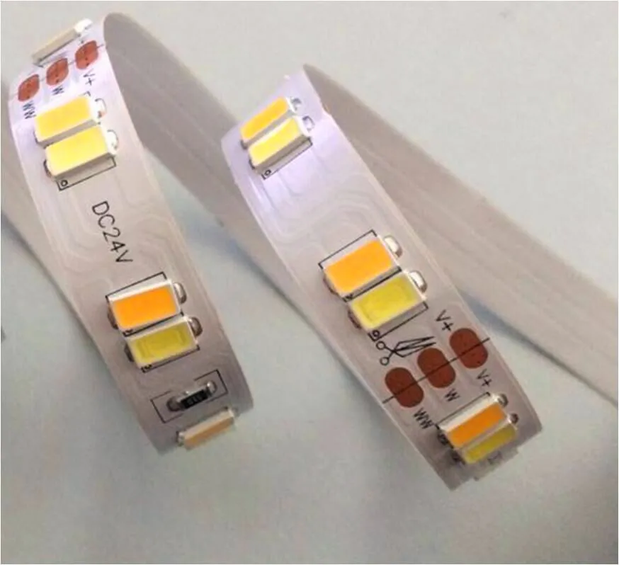 DC24V 5630 SMD 5 м 112 светодиодов (56 шт. теплый белый + 56 белый) CCT Регулируемая Гибкая