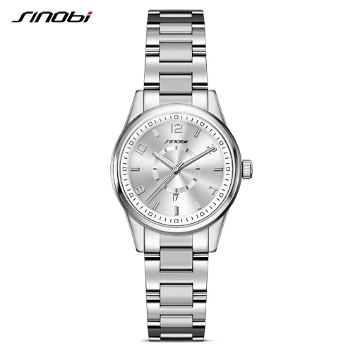 Silver Watch SINOBI модные золотые женские часы женские наручные часы с браслетом для дам кварцевые часы Geneva водонепроницаемые Relogio Feminino - Цвет: Silver Watch
