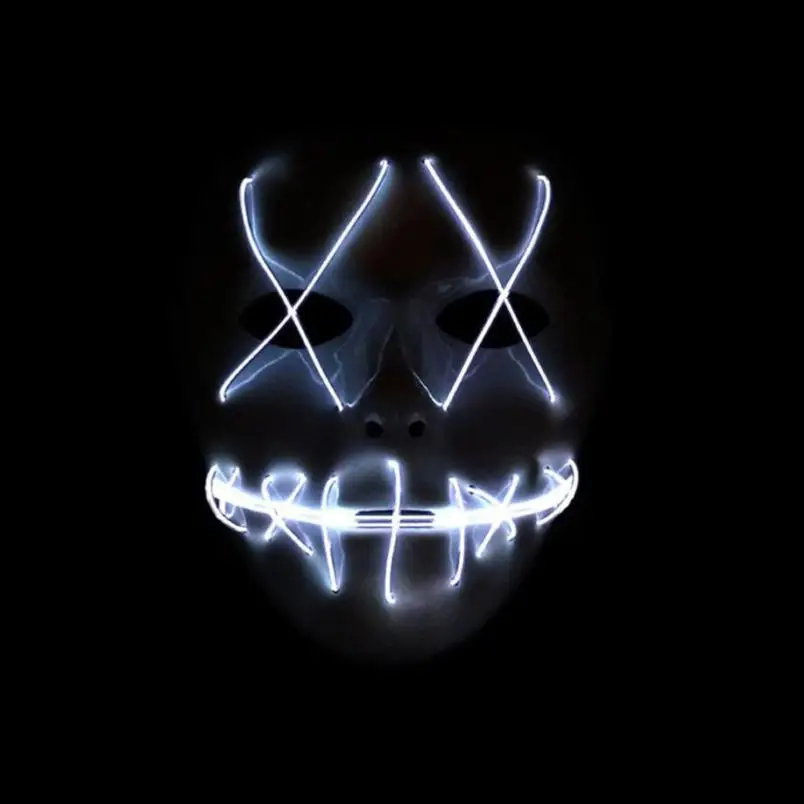 Пластиковые и EL wire the Purge Movie Wire DJ вечерние костюмы на Хэллоуин СВЕТОДИОДНАЯ маска