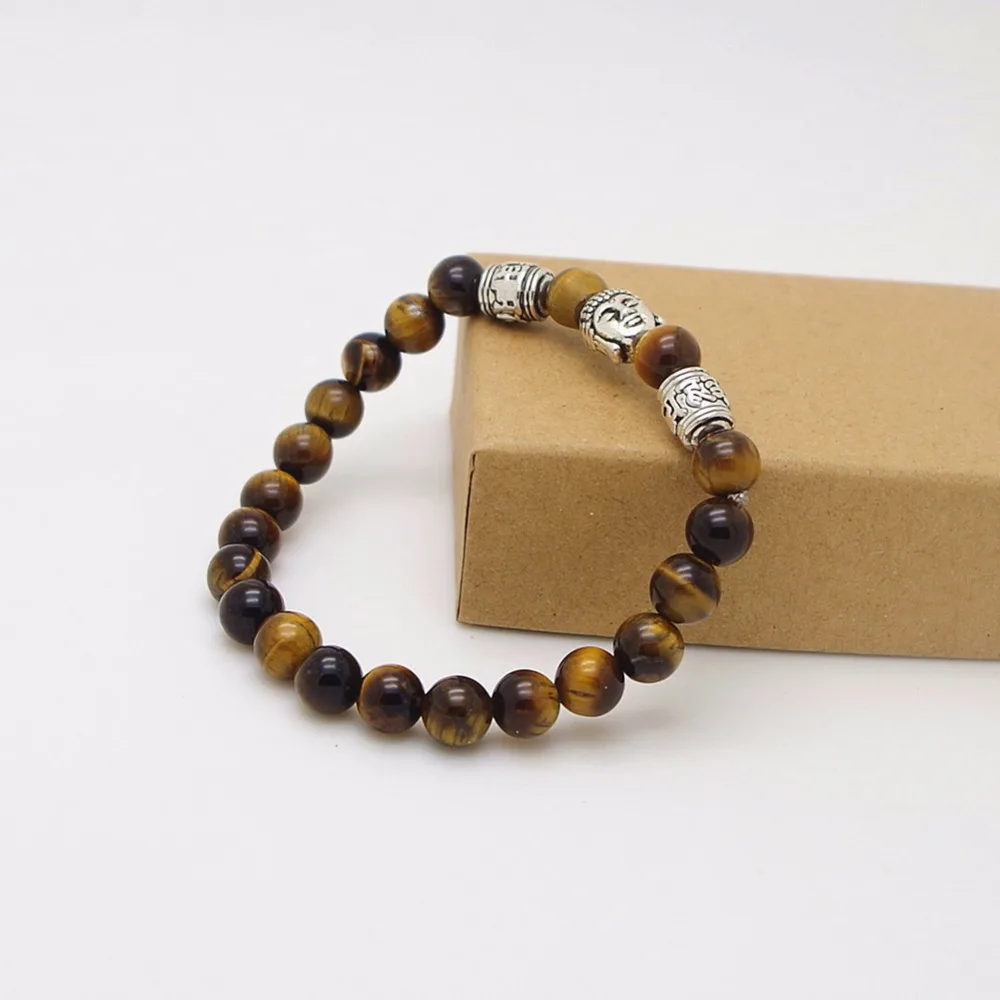 8 мм тигровый глаз нить с каменными бусинами браслеты баланс Будды браслет Йога