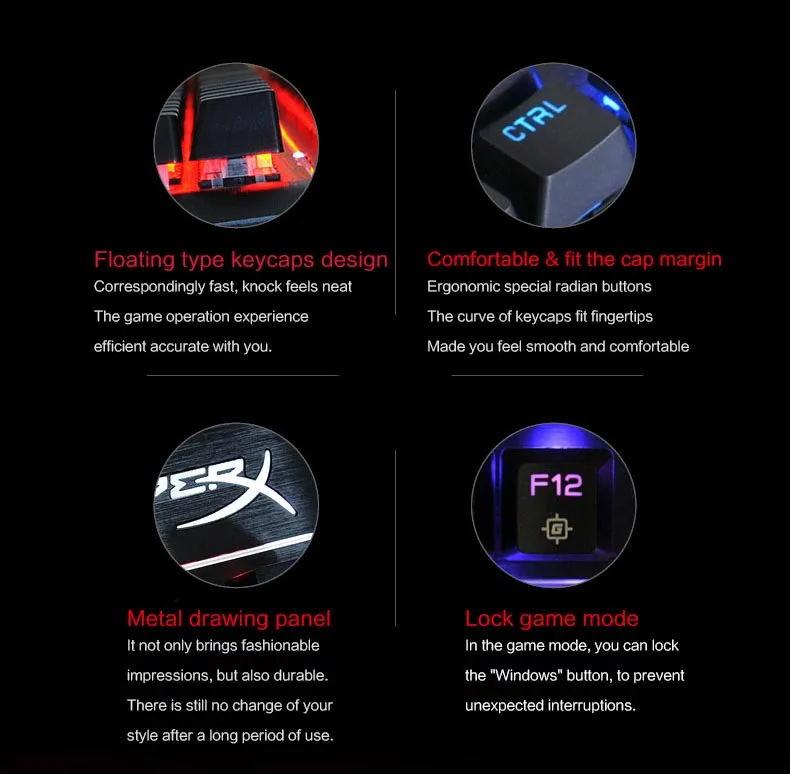 KINGSTON HyperX Mars RGB Механическая игровая клавиатура Регулируемая клавиша цвет фона и яркость электронная Спортивная клавиатура