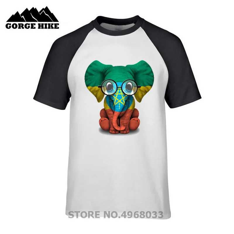 Одежда для улицы Брендовая футболка Милая детская с изображением слона очками и