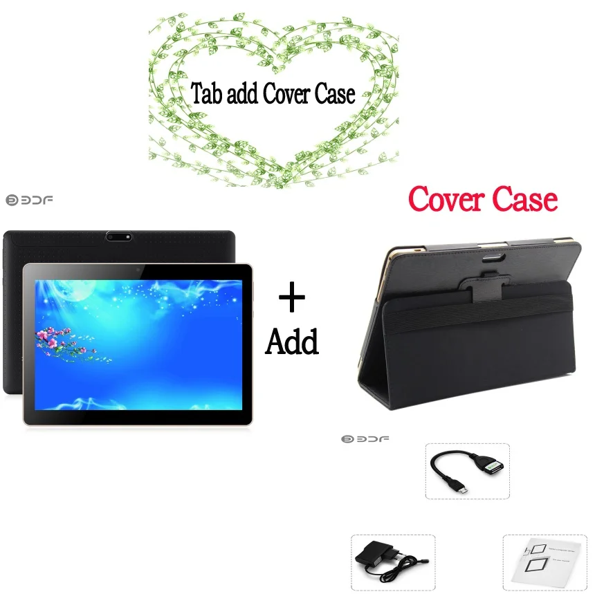 Add Leather case 10 дюймов Android 7,0 планшетный ПК Octa Core 3g телефон планшет 1280x800 HD емкостный сенсорный экран Экран 4G+ 64G 10,1 дюймов Планшеты - Комплект: Add Leather case