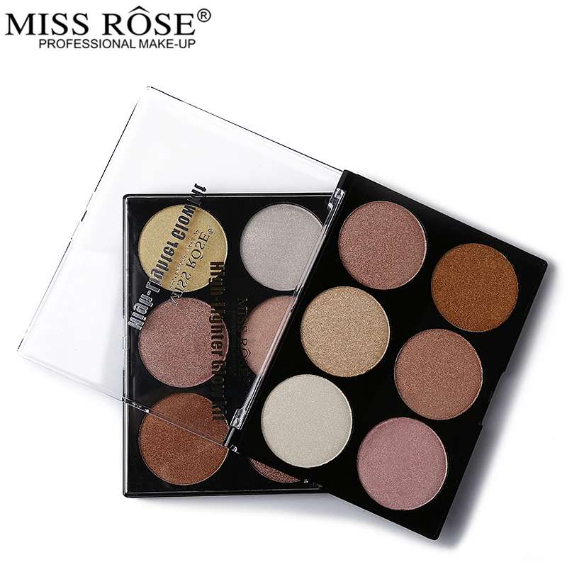 Miss Rose Glow Kit 6 цветов пудра для лица хайлайтер палитра осветитель макияжа