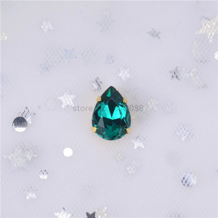 Кристалл 10*14 мм teardrop15 шт/уп опал супер флэш K9 стекло Золотая основа пришить на коготь стразы, аксессуары для одежды