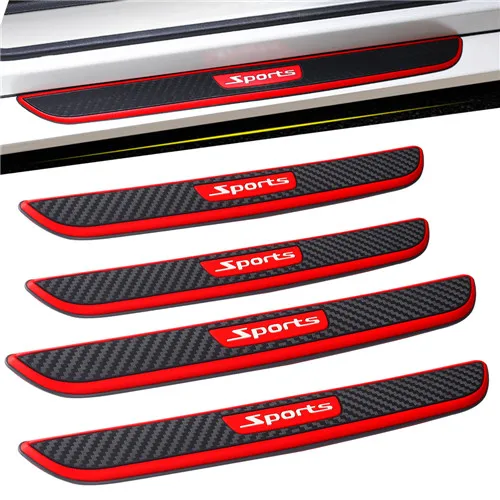 Red-Black Keyecu 1 комплект резиновая Автомобильная Накладка на порог, крышка, добро пожаловать, панель, шаг, протектор, защита от ударов, защита от царапин, универсальная - Цвет: Red-Black