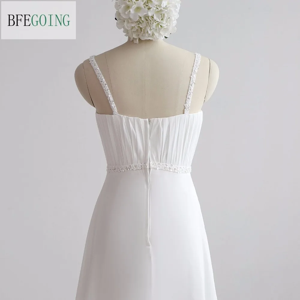 Шифоновое прямое вечернее платье цвета слоновой кости милое на бретелях