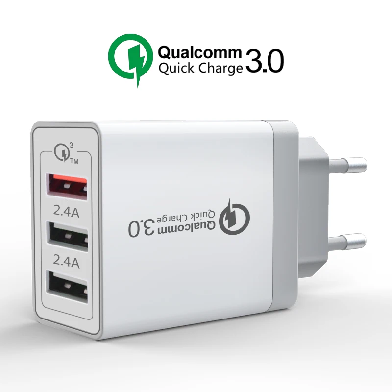 Быстрое зарядное устройство с 3 портами QC 0 12 В А USB для IPhone 11 XS Max XR 8 7 Plus VIVO S5 Z5X S1 Huawei