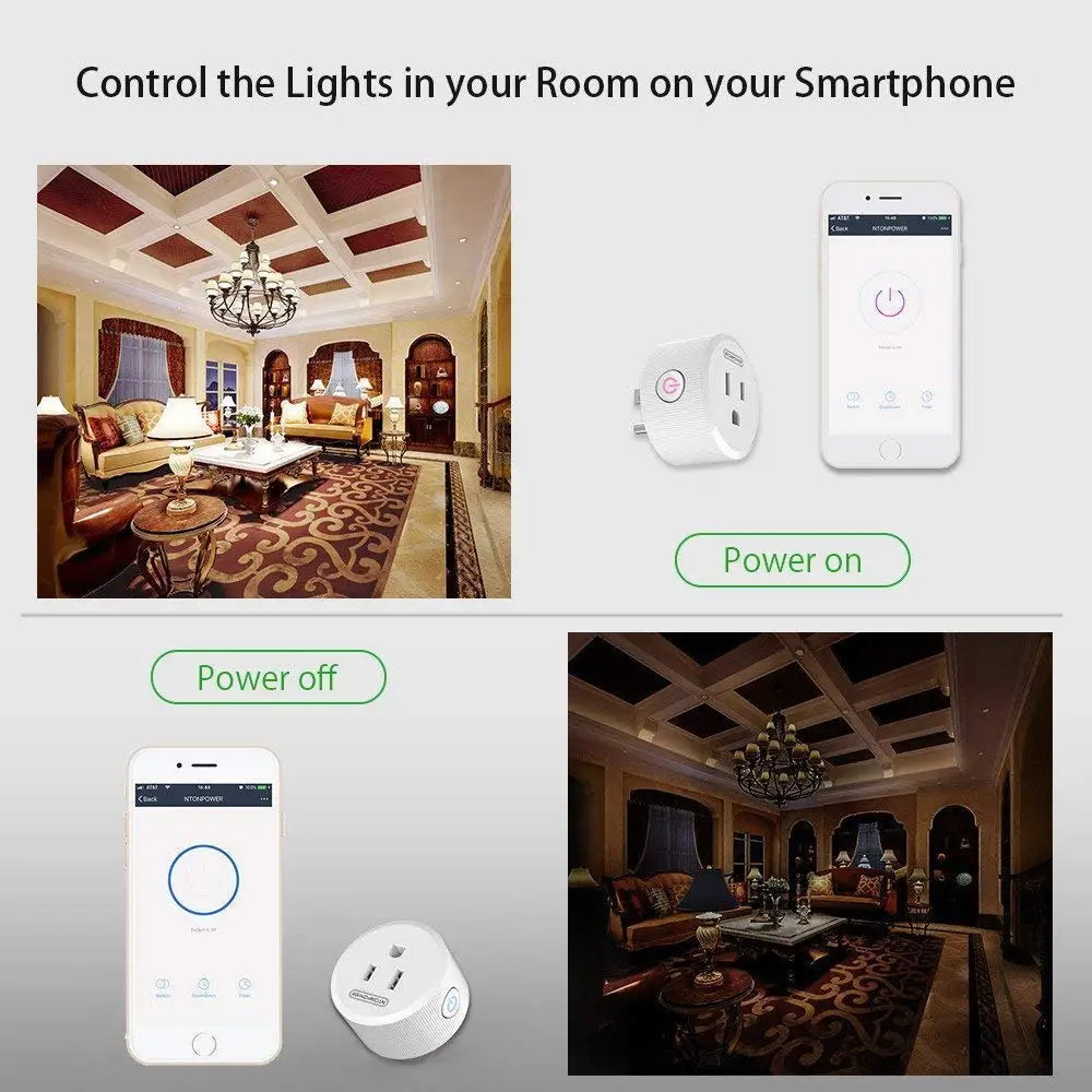 NTONPOWER WiFi Smart Plug электрический выключатель с Alexa Google Assistant US Adapter Защита от