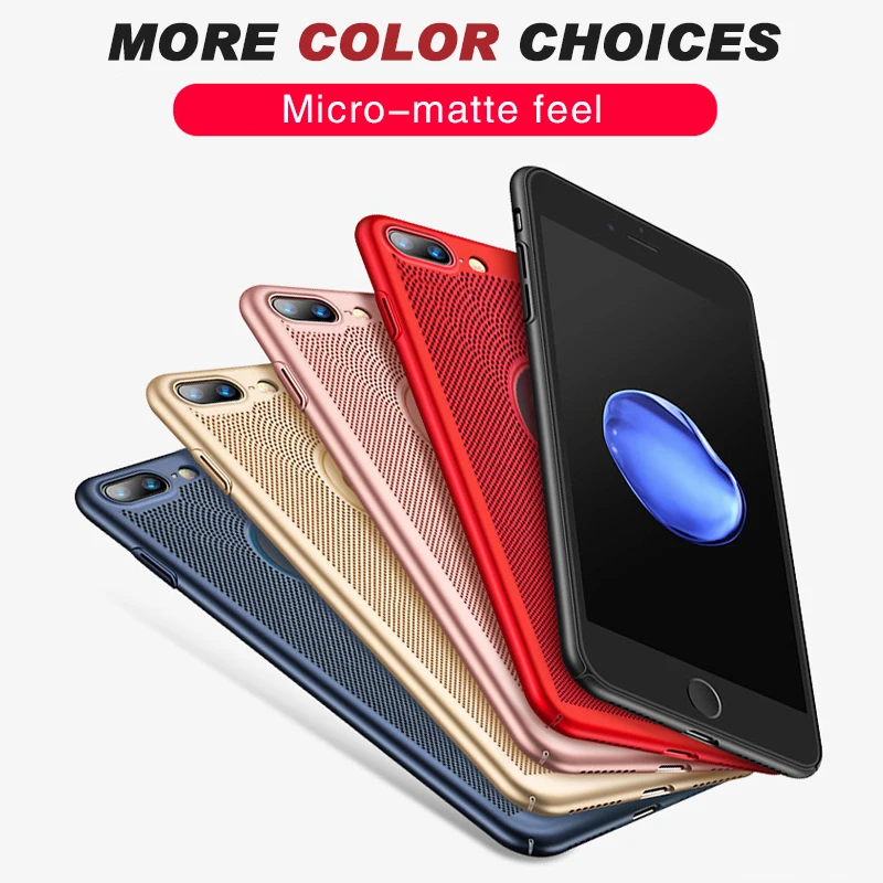 Охлаждающий дышащий сетчатый чехол для iPhone 7 8 6 6S Plus телефона теплоотвод жесткая