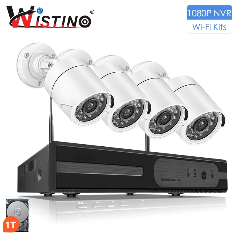 NVR Наборы 4ch 1080 P CCTV Системы HD 720 ip-камера Беспроводной наблюдения WI-FI P2P Открытый ИК