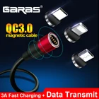 Магнитный usb-кабель GARAS Micro USB и Type C 3A, кабель для быстрой зарядки и передачи данных QC3.0, магнитный USB C для Xiaomi