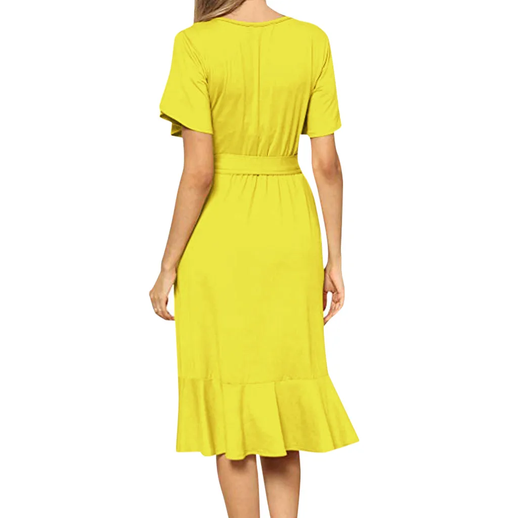 Женское платье с короткими рукавами простые повседневные бретельки на талии