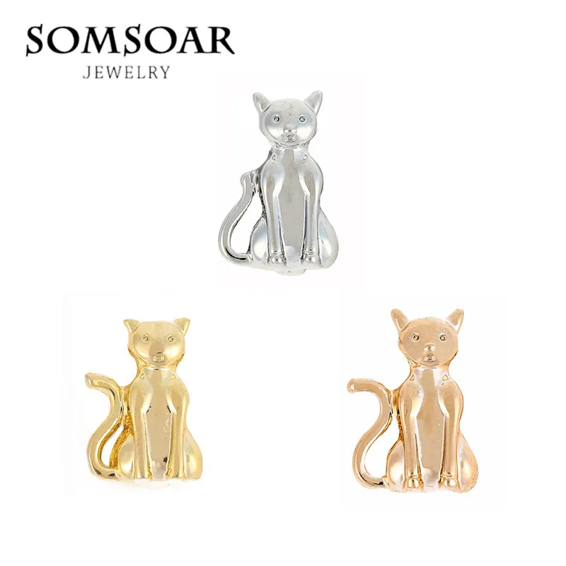 Somsoar ювелирные изделия Cute Cat Charms fit кожаный плетеный браслет из нержавеющей стали
