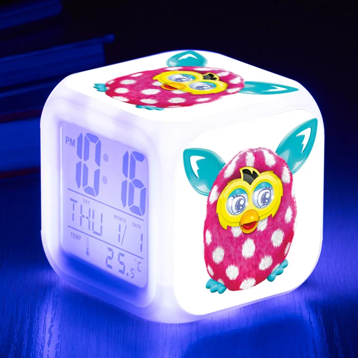 [Wanpy family] Furby будильник для детской комнаты, спальни, прикроватные настольные часы, меняющие цвет, цифровой будильник - Цвет: Армейский зеленый