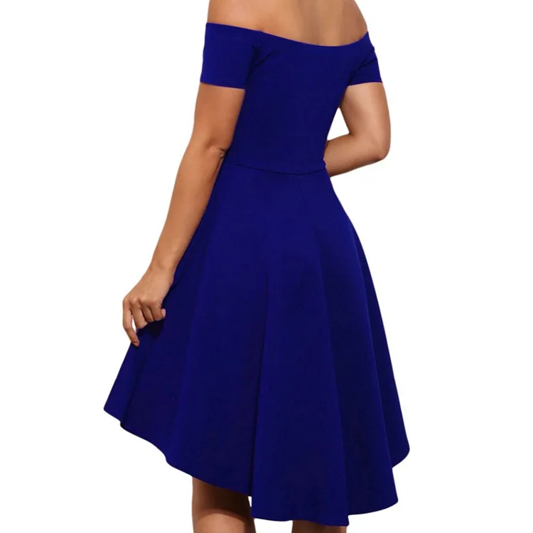 Slash Neck Dress Women Summer Casual For Elegant Solid Color Black Vestidos African Tunics Victorian Bustle | Женская одежда