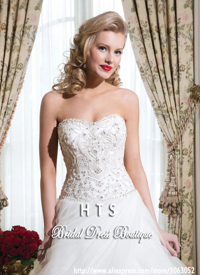 HTS348 Luxury design beaded corset free shipping ruffles organza chapel train a line wedding dress bridal 2015 |