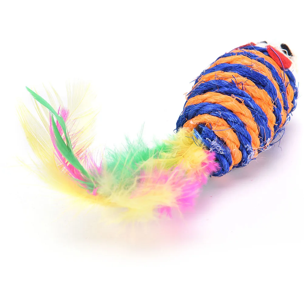 Pet Cat Kitten Feather mice Sisal Rope mouse Rattle Scratcher Toy Color Random | Дом и сад