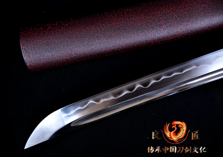 

Handmade T10 steel Clay tempered japanese samurai katana sword full tang sharp