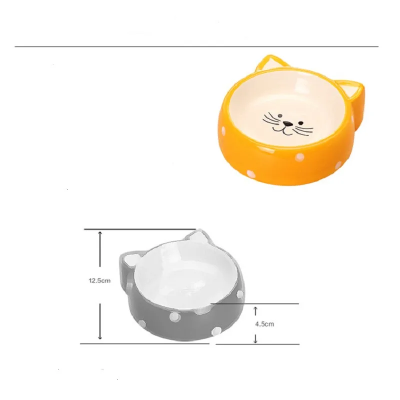 New pet ceramic bowl diameter of 12.5 CM cute cat shape Circular design let the flat face short nose pets easier eat food | Дом и сад