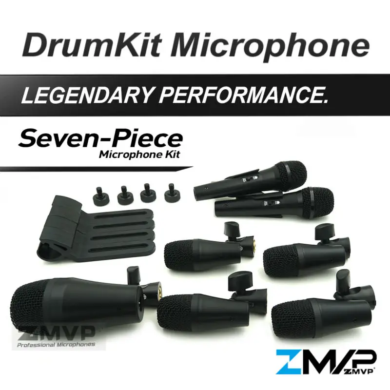 ZMVP PGADMK7 Professional 7 шт. барабаны комплект инструмент микрофон для Бас Amp Kick Toms Snare ударные с чехлом