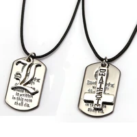 new fashion anime death note necklace double l cross logo dog tag sliver pendant cosplay choker collar accessory men women gift