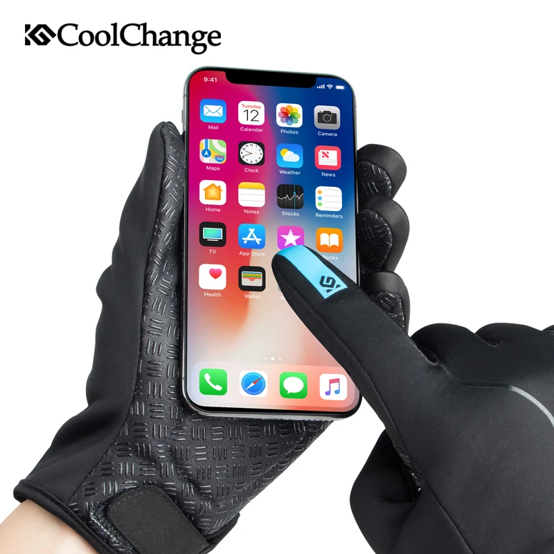 CoolChange Cycling Gloves Winter Thermal Waterproof Bicycle Full Finger Anti-slip Touch Screen MTB Bike Equipments | Спорт и