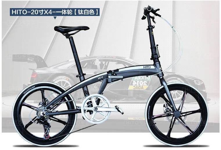 HITO bike aluminum alloy frame 20 inch folding bicycle 7 speed double disc brake Foldable pedal MTB road 140-185cm rider |