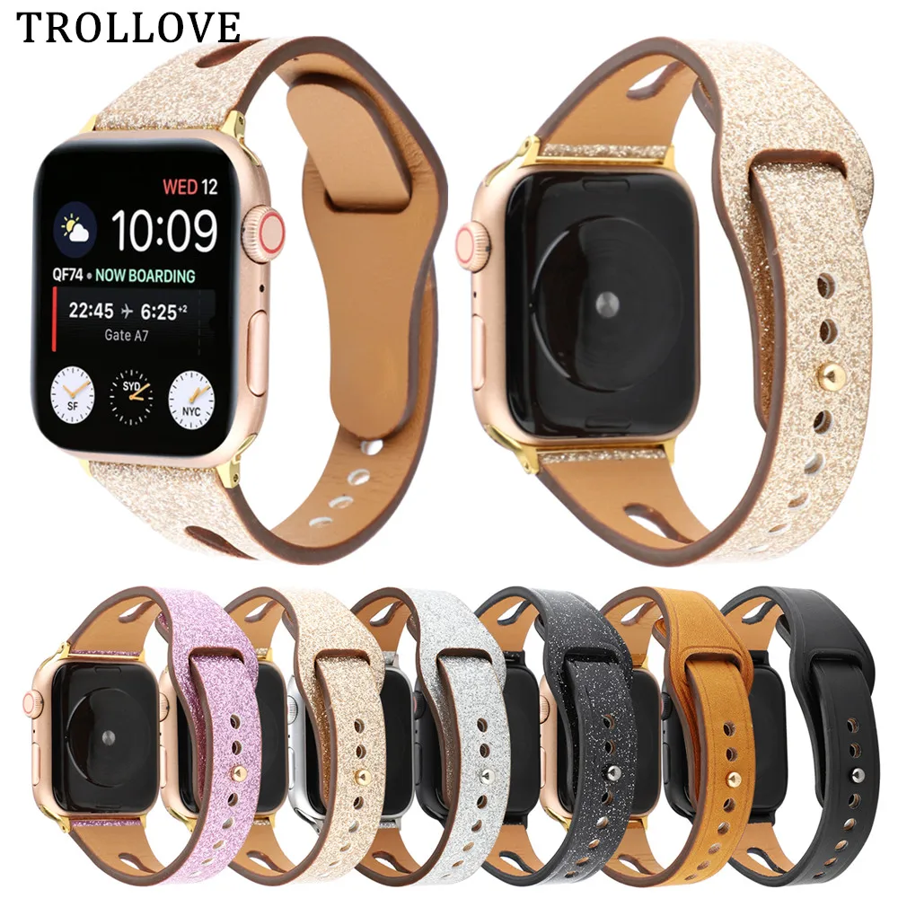 Ремешок для часов Apple Watch Band Series 4/3/2/1 спортивный браслет из блестящей кожи iwatch 44 мм