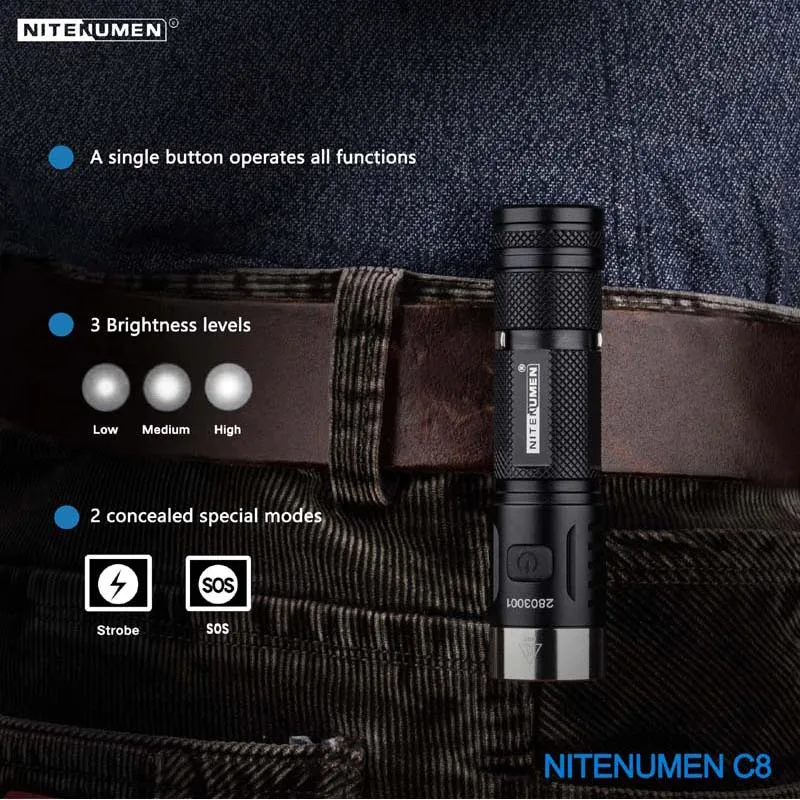 NITENUMEN X1 1xcree XM-L2 850 люмен 5-режим USB Перезаряжаемые светодиодный фонарик(1x18650